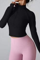 Long Sleeve Half zip Yoga Tops Athletic Slim Fit Sweatshirt