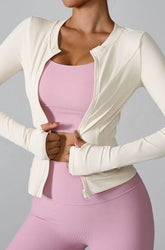 Slim Fit Workout Jacket Full Zip Long Sleeve Athletic Coat