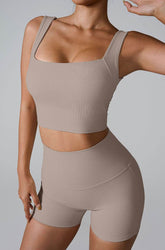 Sleeveless Square Neck Workout Yoga Training Crop Tank Top