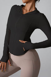 Athletic Hooded Coat Zipper Yoga Long sleeve Jacket