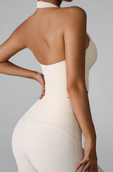 V Neckline Yoga Crop Tank Tops with Built-in Bra Pad