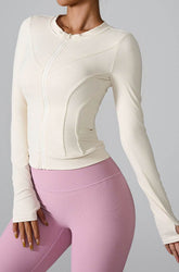 Slim Fit Workout Jacket Full Zip Long Sleeve Athletic Coat