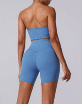 Halter Sports Tank Crop Tops with Removable Bra Pad