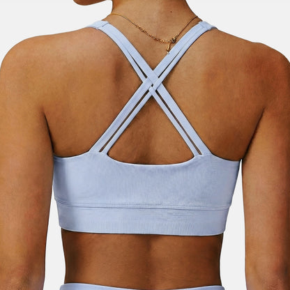 U-Shaped Neckline Yoga Tank Tops Criss Cross Back Sports Bra