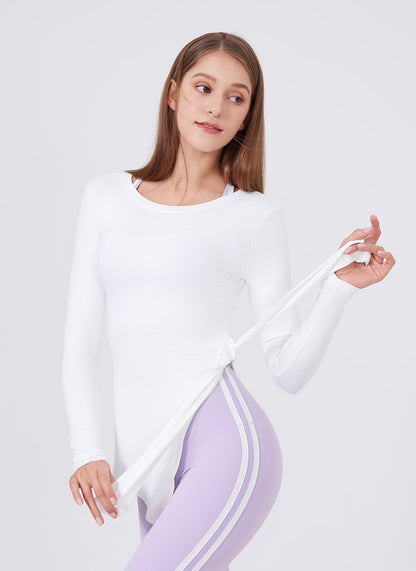 Split Drawstring Yoga T-Shirts