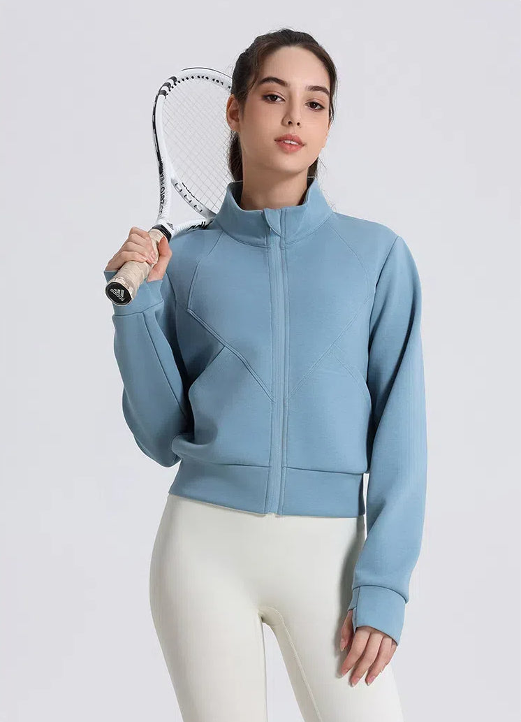 Windproof Collar Yoga Jacket With Zipper