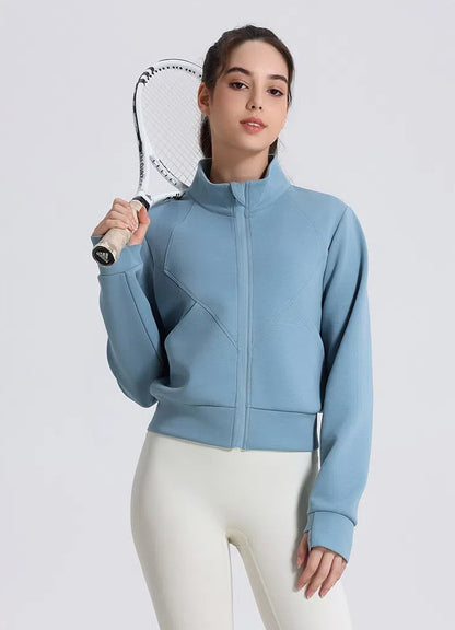 Windproof Collar Yoga Jacket With Zipper