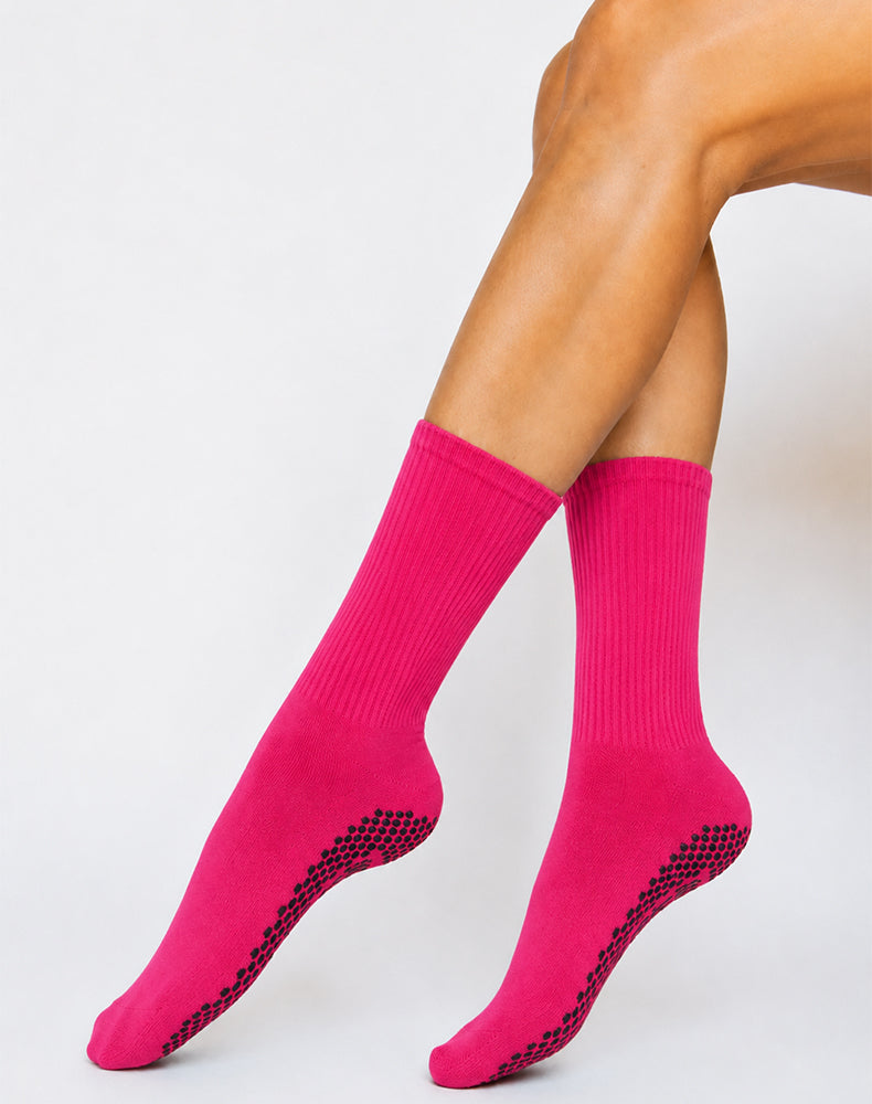 Pilates Yoga Crew Socks with Non Slip Grippers