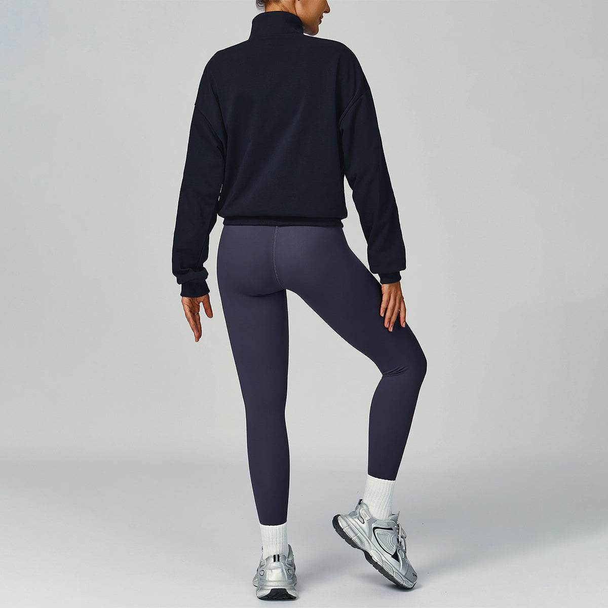 Half Zip Long Sleeve Crop Top Sports Sweatshirt