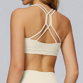 Cross Back Strappy Athletic Bras with Removable Pads