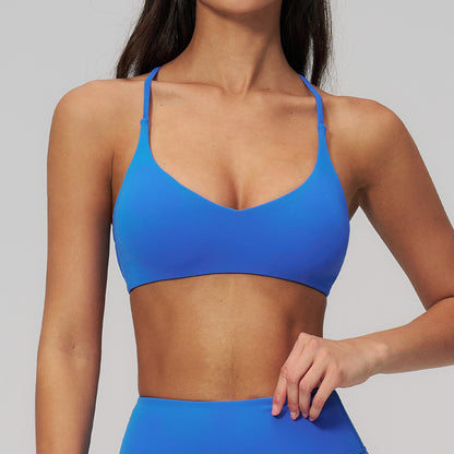Spaghetti Straps Cross Back Sports Bra
