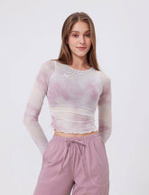 Tie Dyed Mesh Long Sleeve Workout T-Shirt