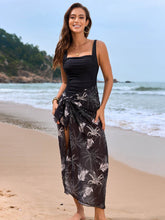 Floral Print One Piece Swimsuit with Cover Up Sarong Skirt