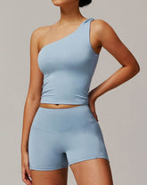 One Shoulder Knot Design Tank Fitness Tops