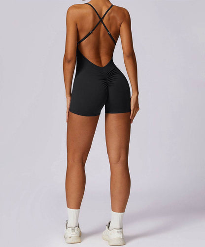 Scrunch Strappy One Piece Workout Short Jumpsuit