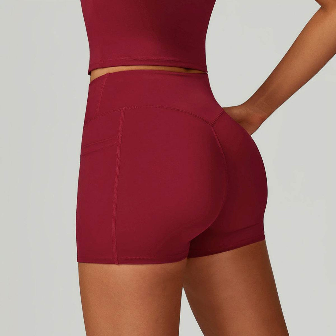 Cross Waist Yoga Shorts with Pockets