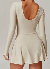 Long Sleeve Tennis Jumpsuit Dress With Shorts