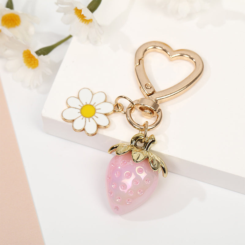 Cute Strawberry Keychains Heart Flower Daisy Bag Charms