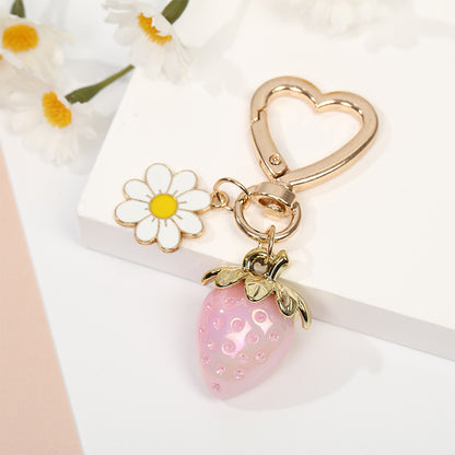 Cute Strawberry Keychains Heart Flower Daisy Bag Charms