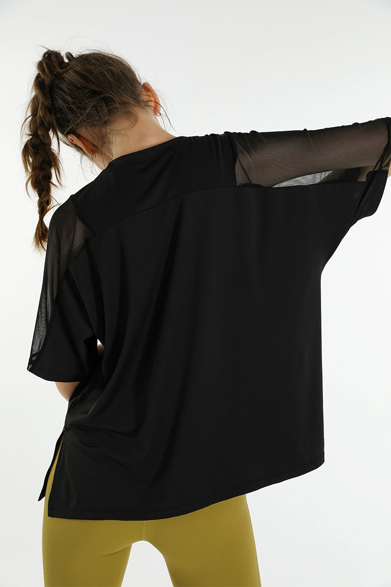 Mesh Splicing Short Sleeve Sports Loose T-Shirts