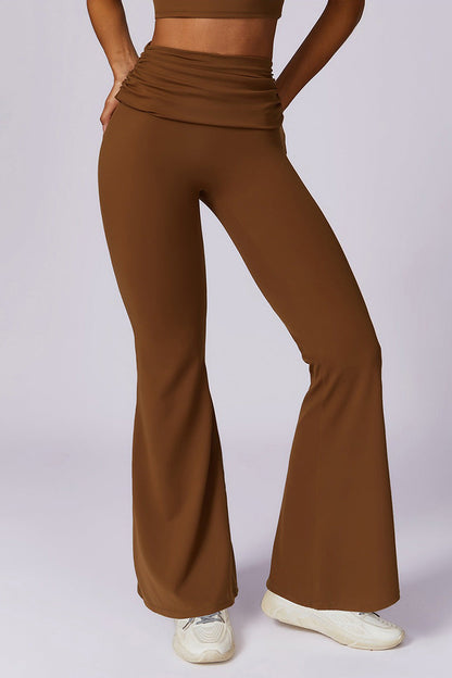 Ruched Waist Flared Hem Pant