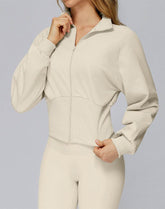 Zip Up Casual Jacket Workout Long Sleeve Crop Tops