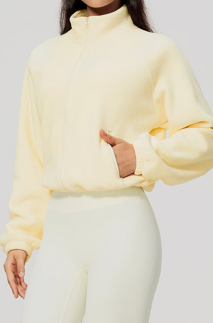 Winter Polar Fleece Jacket with Contrast Zippered Pockets