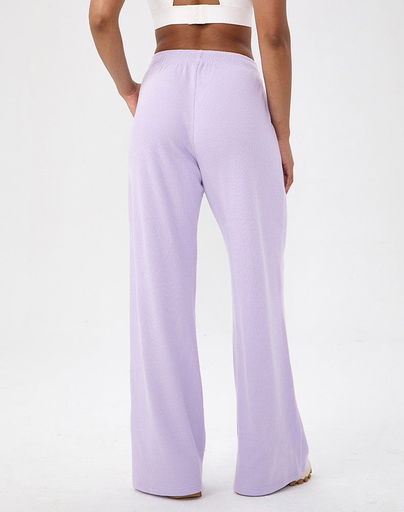 Waffle Knit Straight Leg Sweatpants with Pockets