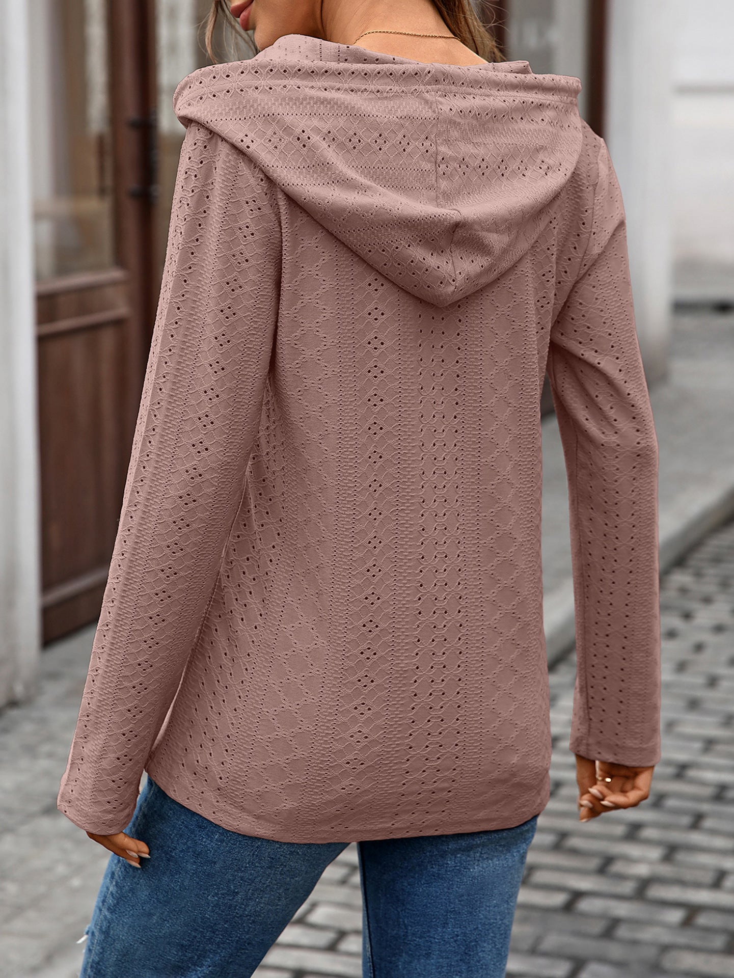 Long Sleeve Fall Drawstring Shirts Hooded Sweatshirt