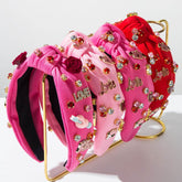 Wide Edge Cross Knotted Headband With Love Heart