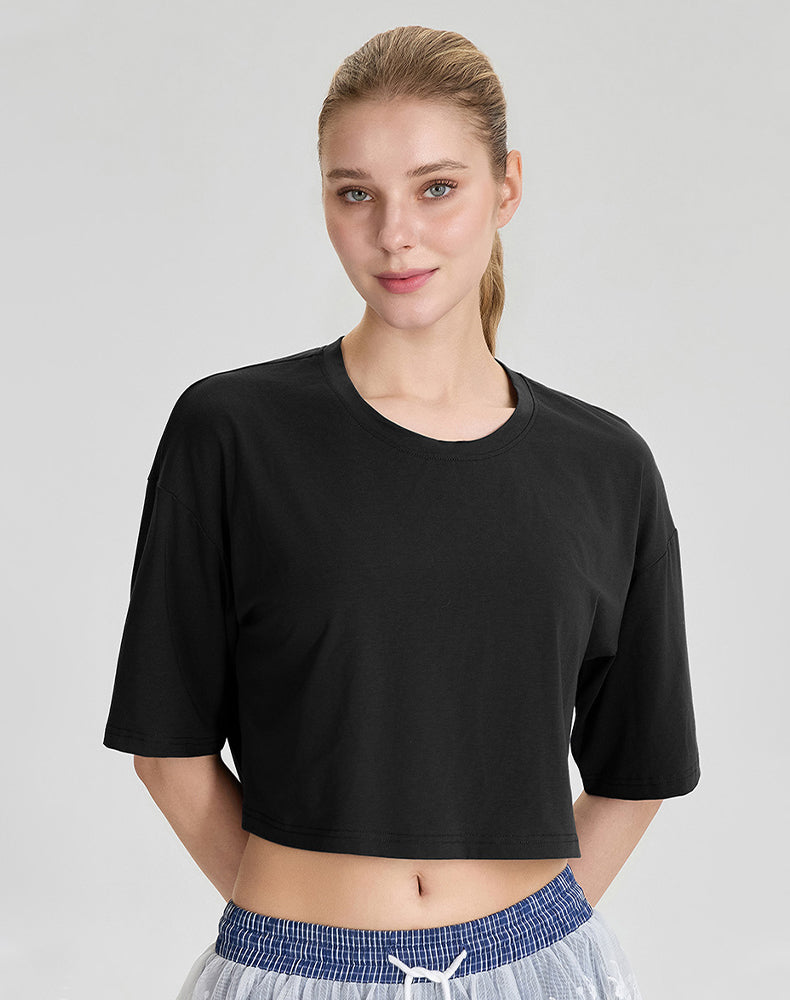 Summer Short Sleeve Crop Tops Casual Athletic Yoga T-Shirts