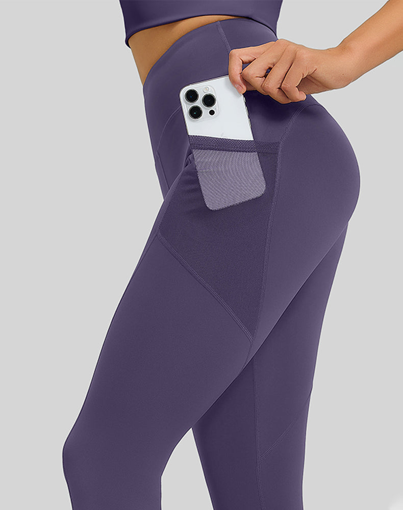 High Waisted Yoga Mesh Leggings with Side Pockets