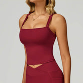 Wide Shoulder Straps Sport Tank Top with Removable Chest Pad