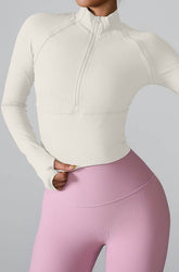 Long Sleeve Half zip Yoga Tops Athletic Slim Fit Sweatshirt