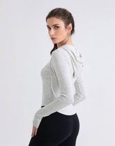 Cropped Zip Up Hoodie Long Sleeve Slim Crop Tops