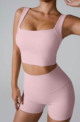 Sleeveless Square Neck Workout Yoga Training Crop Tank Top