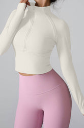 Long Sleeve Half zip Yoga Tops Athletic Slim Fit Sweatshirt