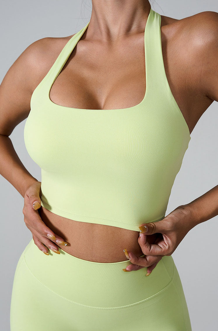 Sleeveless Sports Halter Neck Crop Tank Tops