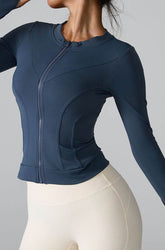 Slim Fit Workout Jacket Full Zip Long Sleeve Athletic Coat