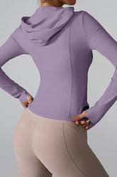 Athletic Hooded Coat Zipper Yoga Long sleeve Jacket