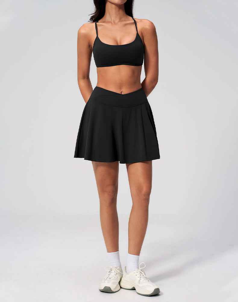 Activewear Set with Cross back Sports Bra and Skirt