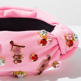 Wide Edge Cross Knotted Headband With Love Heart