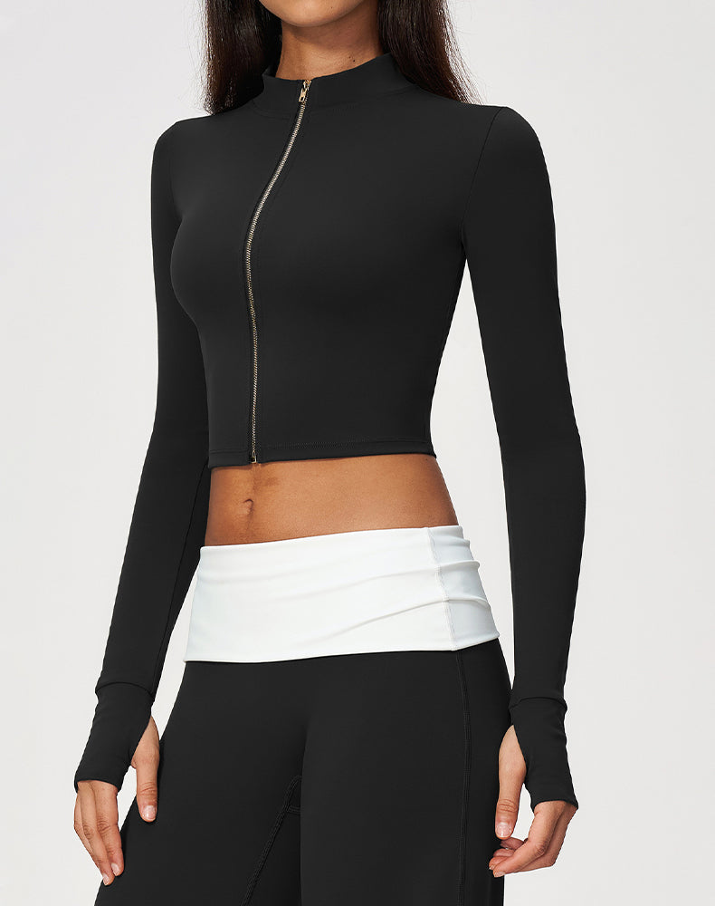 Full Zip Running Slim Fit Cropped Jacket