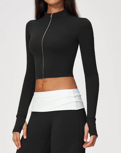 Full Zip Running Slim Fit Cropped Jacket