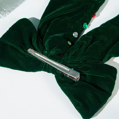 Large Glitter Velvet Christmas Hair Bow Clips