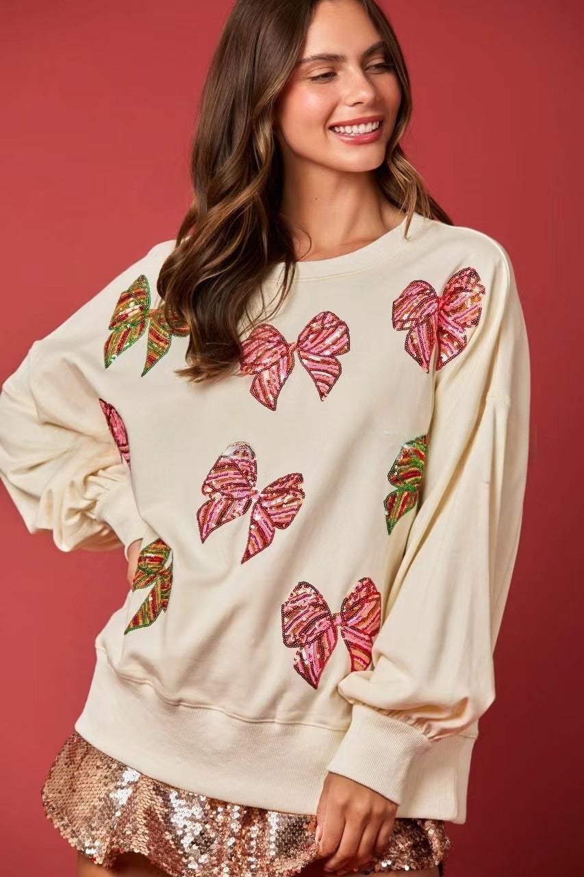 Cute Bow Sequins Sweatshirt | Add a Touch of Glam to Your Wardrobe