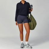 Half Zip Long Sleeve Crop Top Sports Sweatshirt