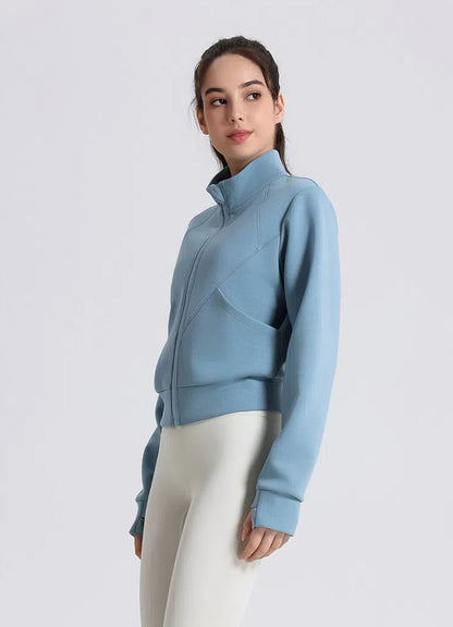 Windproof Collar Yoga Jacket With Zipper