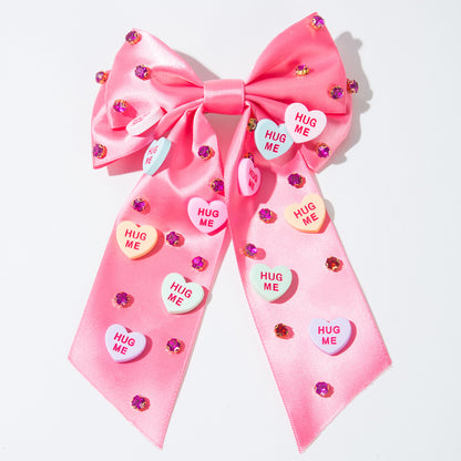 Bow Clips with Love Letter and Rhinestone for Valentine&