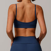 V Neck Sports Bra with Adjustable Spaghetti Straps